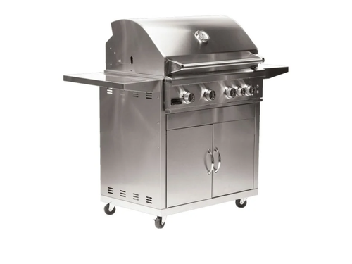 Broilmaster B-Series Deluxe 32" 4-Burner Freestanding Cart Grill with Rear Burner & LED Lights - BSB324NFS