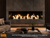 Summit 72" Open Luxury Fireplace, Single Sided Installation, Contemporary Burner with Grey Cannonballs, Topaz Reflective Fire Glass Ember Bed, Black Glass Liner