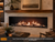 Summit 72" Open Luxury Fireplace, Single Sided Installation, Traditional Burner with Log Set, Lava Rock Ember Bed, Black Fiber Brick Liner