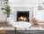 Empire Hearth Rushmore 36" Clean Face Fireplace with Black Porcelain Liner, Birch Log Set, Pewter Forged Iron Frame, and Rectangular Inset