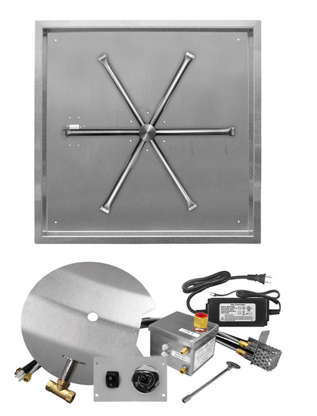 Firegear Stainless Steel Square Drop-In Burner System, AWS Ignition - FPB-20(26, 32, 38)SBSAWS-N