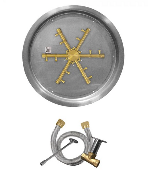 Firegear Pro Series Brass Snowflake Round Drop-In Burner System, MT Ignition - FPB-19RPSBR14MT-N