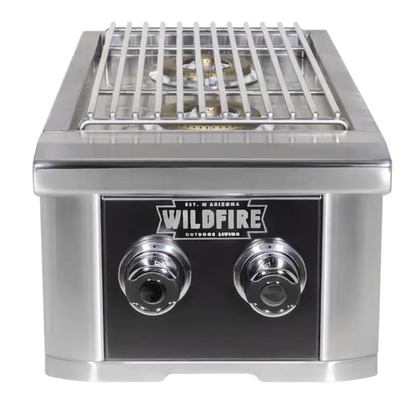 Wildfire Ranch PRO Double Side Burner, Black 304 Stainless Steel - WFDBLSBRN-BSS-LP
