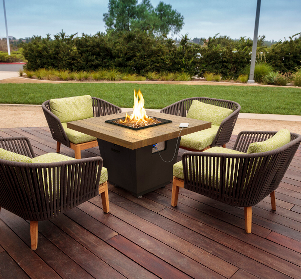 American Fyre Designs Reclaimed Wood Cosmopolitan Square Chat Height Firetable - 640-BA-xx-M2xC