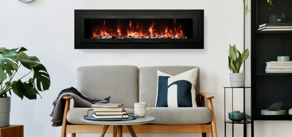 Amantii 88" Wall Mount/Flush Mount Electric Fireplace with Steel Surround - WM-FML-88-9623-STL