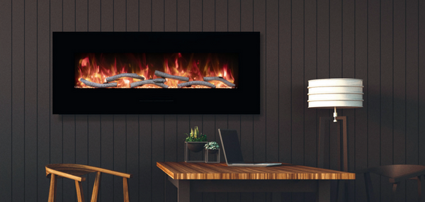 Amantii 48" Wall Mount/Flush Mount Electric Fireplace with Glass Surround - WM-FM-48-5823-BG