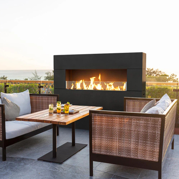 American Fyre Design Outdoor Milan Tall Linear Fireplace American Fyre Design Outdoor Milan Tall Linear Fireplace