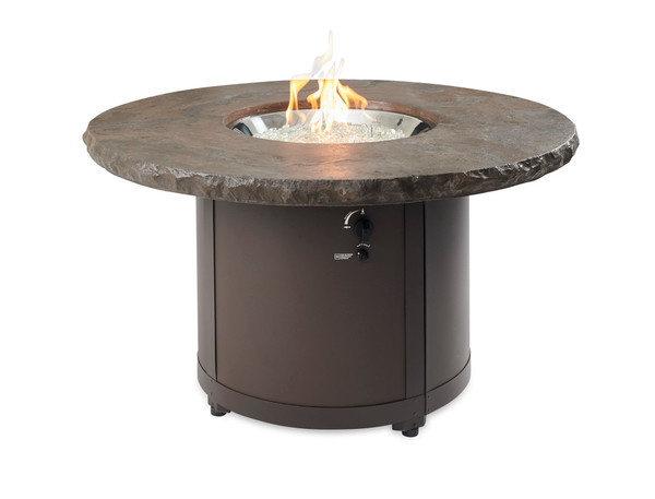 Outdoor Greatroom Beacon Round Gas Fire Pit Table, Marbleized Noche - BC-20-MNB
