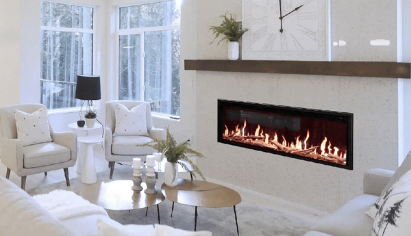 Modern Flames Orion 76" Slim Linear Heliovision Fireplace, Recessed, Clean Face - OR76-SLIM