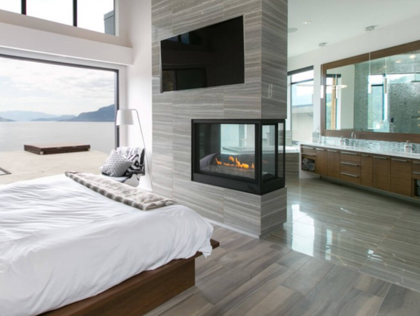 Napoleon Ascent 3-Sided Direct Vent Gas Fireplace w/ Glass Bed - BHD4PGN