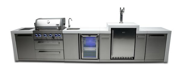 Mont Alpi 400 Deluxe 4-Burner Island with Kegerator and Beverage Center - MAi400-DKEGBEV