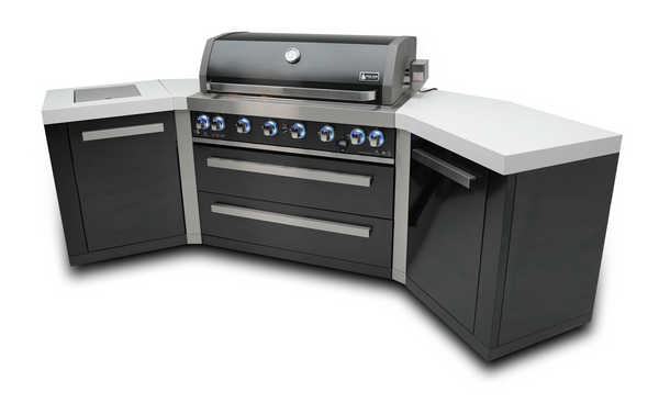 Mont Alpi 805 Black Stainless Steel Outdoor Kitchen Island  with 45-Degree Corners - MAi805-BSS45