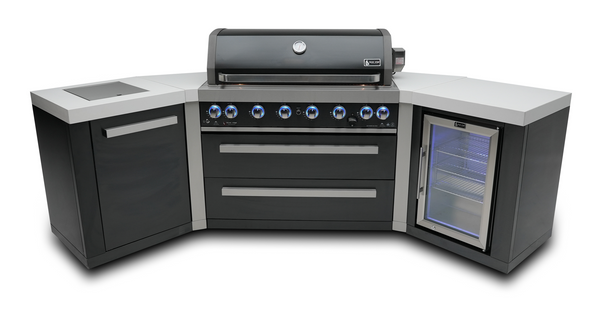 Mont Alpi 805 Black Stainless Steel Island with 45-Degree Corners and Fridge Cabinet - MAi805-BSS45FC