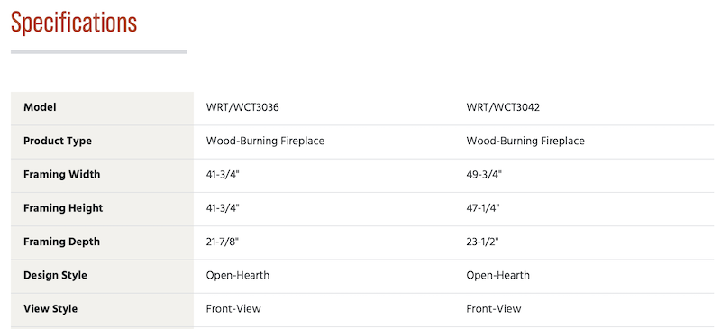 Superior 42-Inch Wood Burning Fireplace, Louvered (WCT3042WSI)