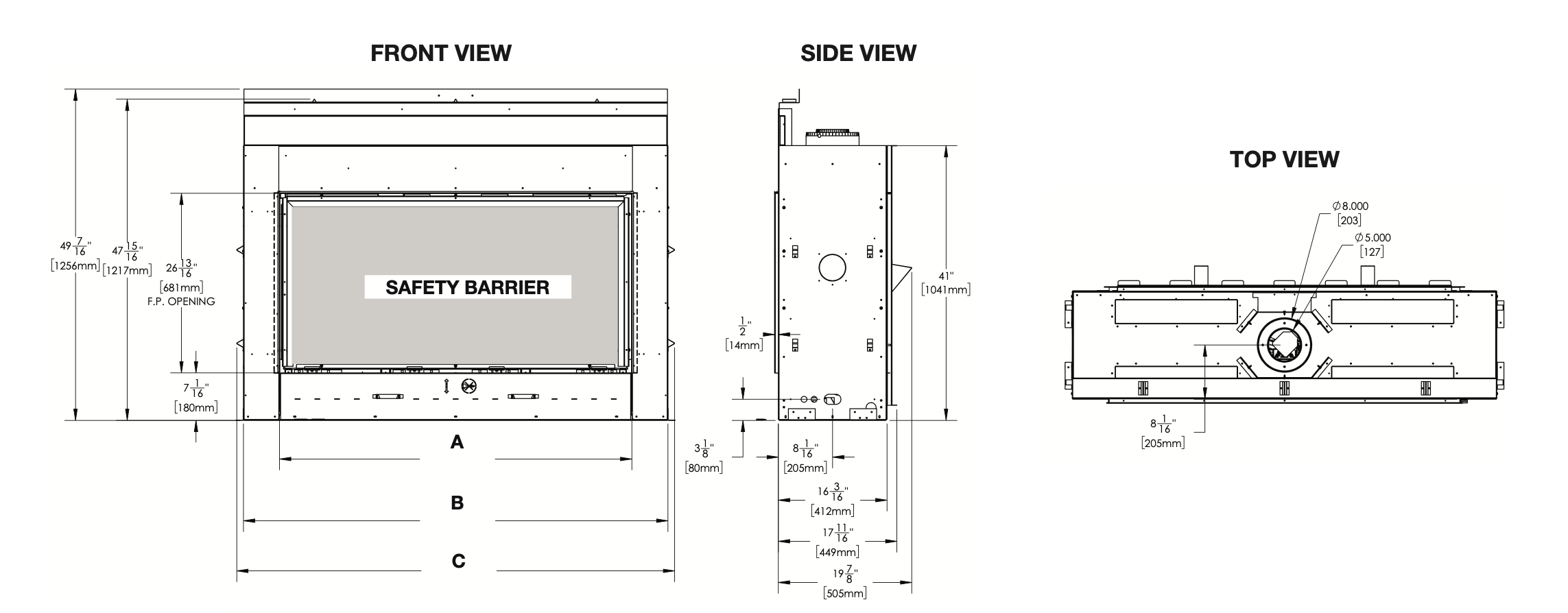 Napoleon Tall Linear Vector 62 Direct Vent Gas Fireplace with Luminous Logs