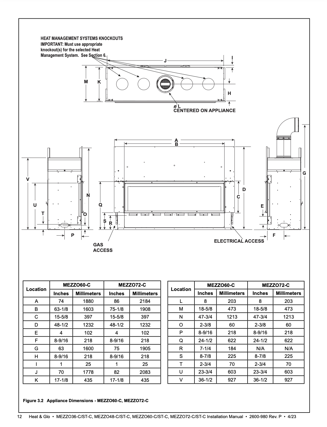 Heat & Glo Mezzo 60" Top Direct Vent Gas Fireplace MEZZO60C