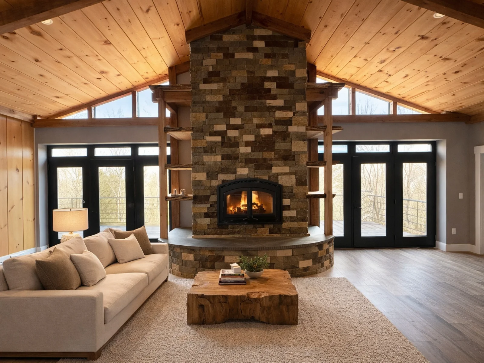 Ross's stone fireplace