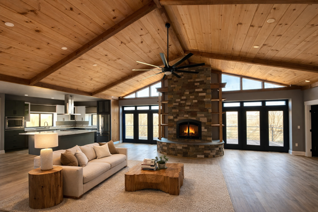 Completed custom fireplace project by Mod Living Spaces