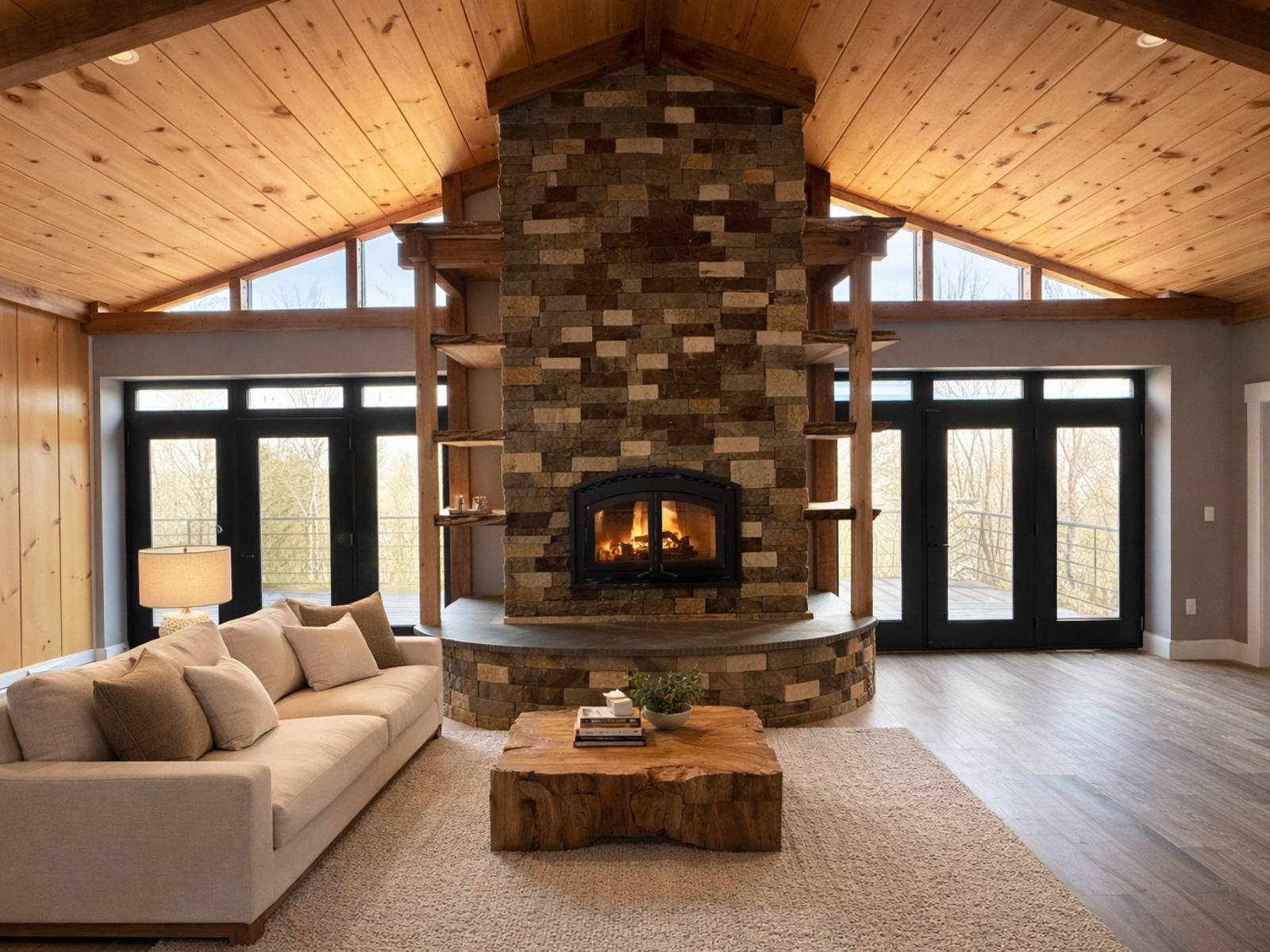 Ross's stone fireplace