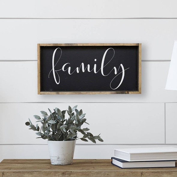 Family Wood Sign White Letters