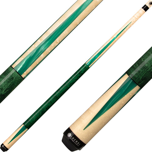 Lucasi Cues - Natural Birdseye Maple with Majestic Emerald Inlays LZC18