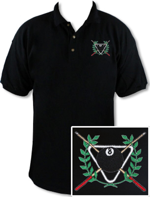 Ozone Billiards Ivy League Polo Shirt - Black - Free Personalization