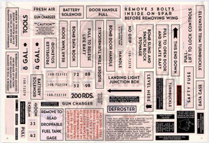 B-25 Water Transfer Decals - Interior and Exterior Markings