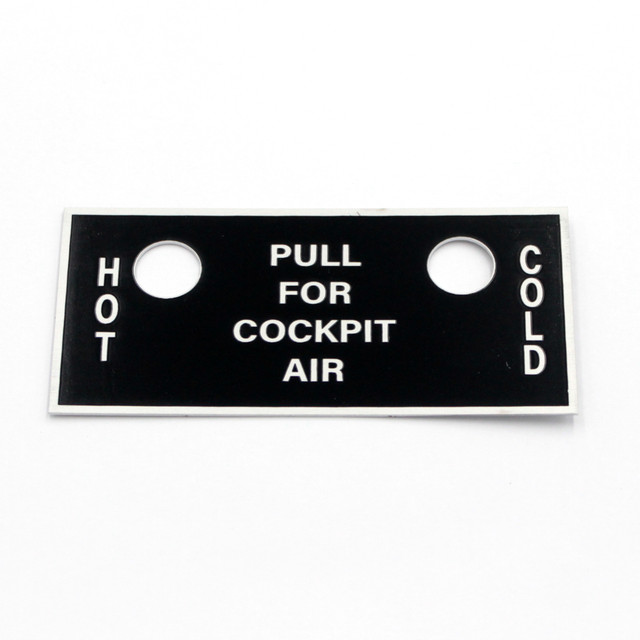 63-77114 BT-13 Pilots Hot & Cold Air Name Placard