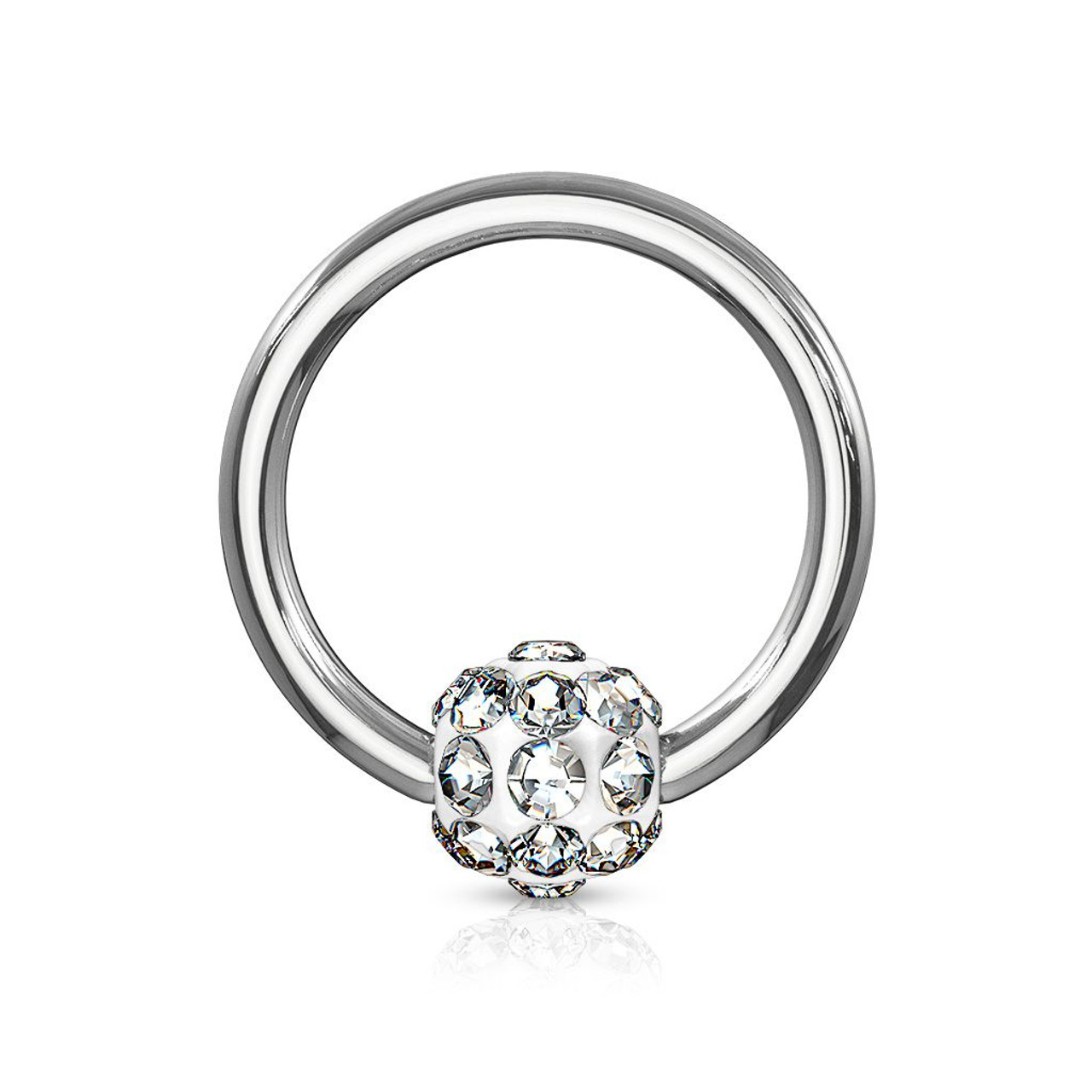 Crystal Paved Ferido Ball 316L Surgical Steel Captive Bead Ring