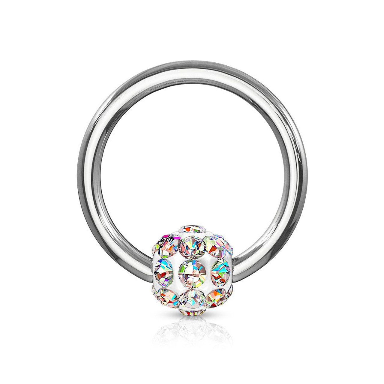 Crystal Paved Ferido Ball 316L Surgical Steel Captive Bead Ring