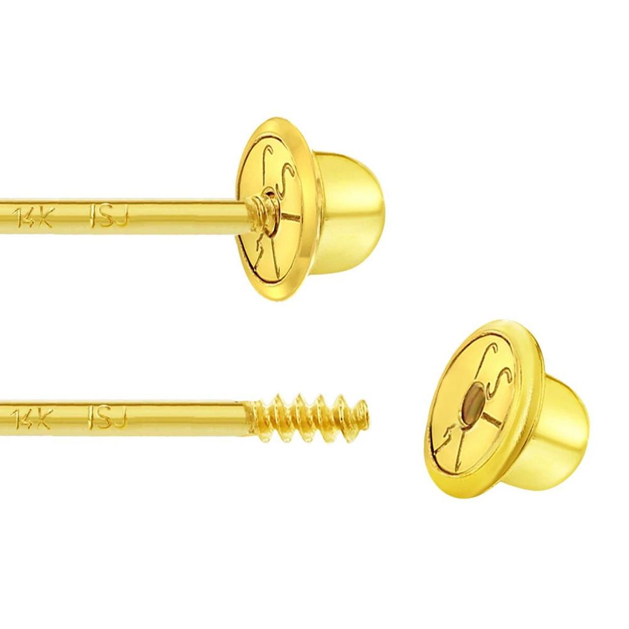 Girls Jewelry - 14K Yellow Gold Heart Shaped Screw Back Earring Studs –