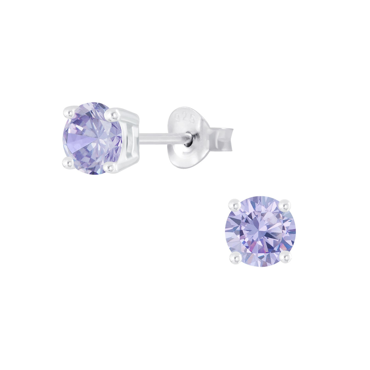 5mm Round Cubic Zirconia Silver Stud Earrings - 29181