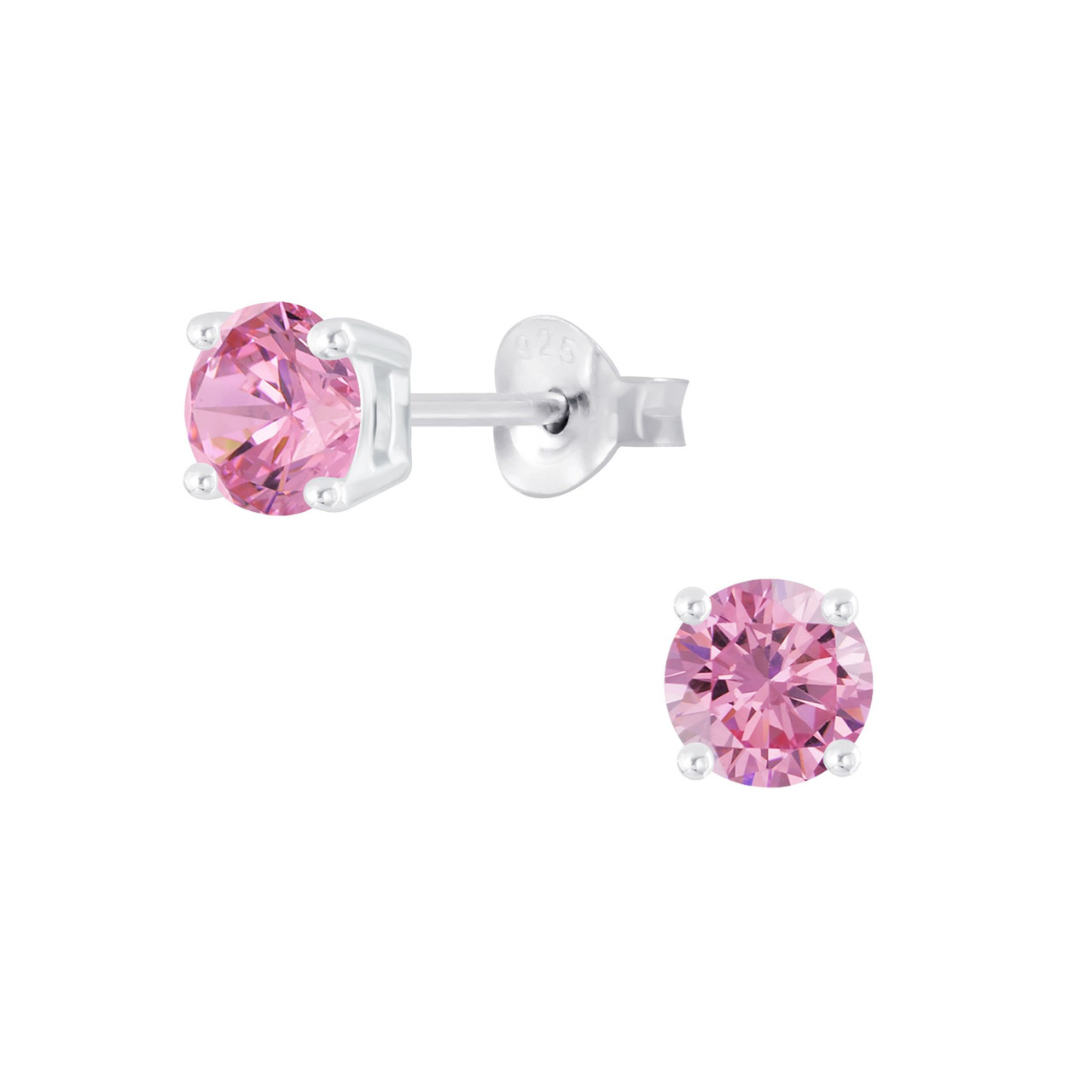 5mm Round Cubic Zirconia Silver Stud Earrings - 29181 - Body