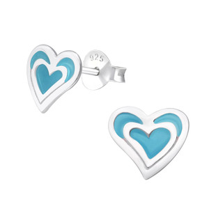 Children's Silver Heart Ear Studs - EF22019