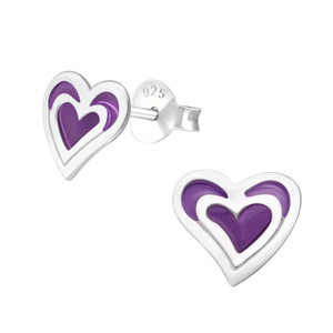 Children's Silver Heart Ear Studs - EF22019