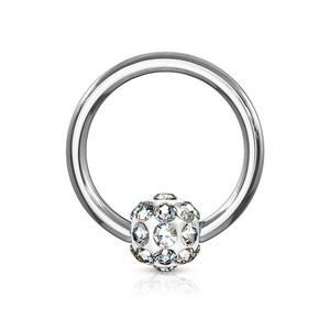 Crystal Paved Ferido Ball 316L Surgical Steel Captive Bead Ring