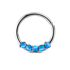 5 Opal Prong Set 316L Surgical Steel Bendable Septum & Cartilage Hoop Ring