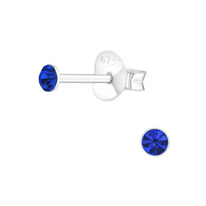 Silver Round 2.5mm Ear Studs with Crystals