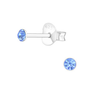 Silver Round 2.5mm Ear Studs with Crystals