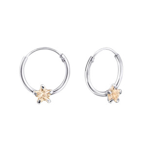 Silver Star Ear Hoops with Cubic Zirconia