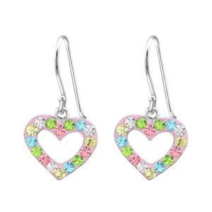Children's Silver Heart Earrings with Crystal - EF21349