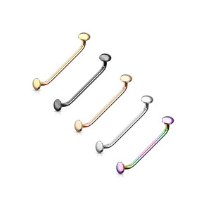 Flat Disc Ends 45 Degree Bent Staple Barbells for Surface and Snake Eye Tongue Piercings