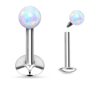 Opal Ball Top Internally Threaded 316L Surgical Steel Labret & Monroe