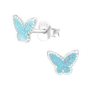 Children's Silver Butterfly Ear Studs - EF21829