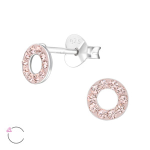 La Crystale Children's Silver Circle Ear Studs with Genuine European Crystals