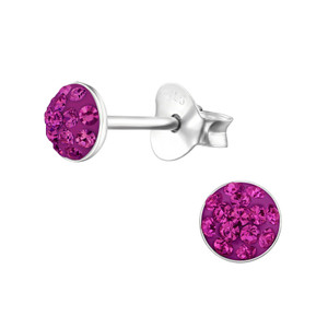 Children's Silver Round Ear Studs with Crystal - EF21937