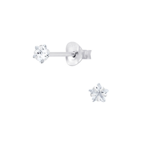 Solid Sterling Silver 4mm CZ Earring Studs