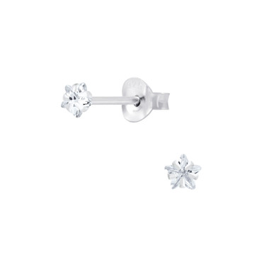 4mm Star Cubic Zirconia Sliver Stud Earrings