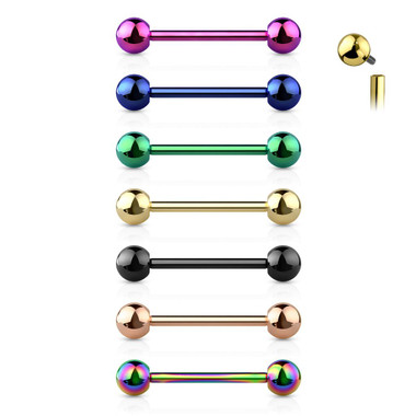 G23 Internally Threaded PVD over Implant Grade Solid Titanium Barbells