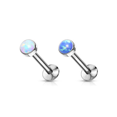 Push In Opal Flat Set Top 316L Surgical Steel Threadless Labret, Monroe, Flat Back Stud